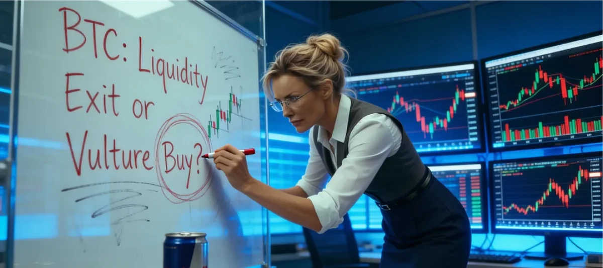 Bitcoin BTC price chart showing leverage flush and market crash